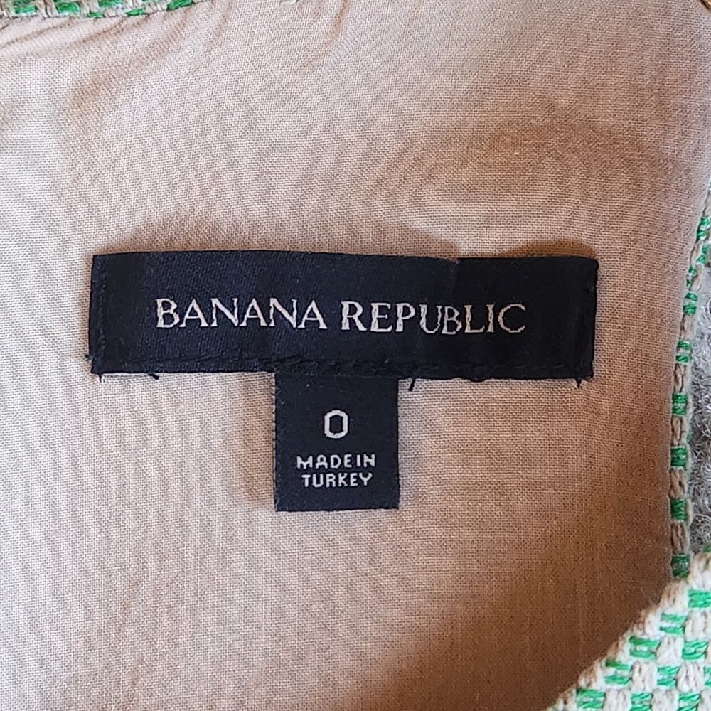 NWOT Banana Republic Green Tweed Fit Flare Dress - Picture 2 of 12